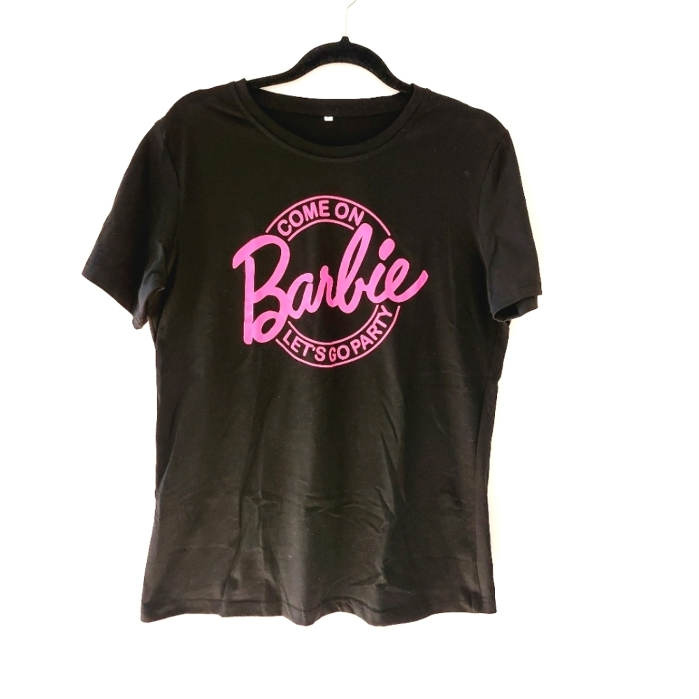Come on BARBIE let's go party black and pink crewneck t-shirt - Picture 1 of 4